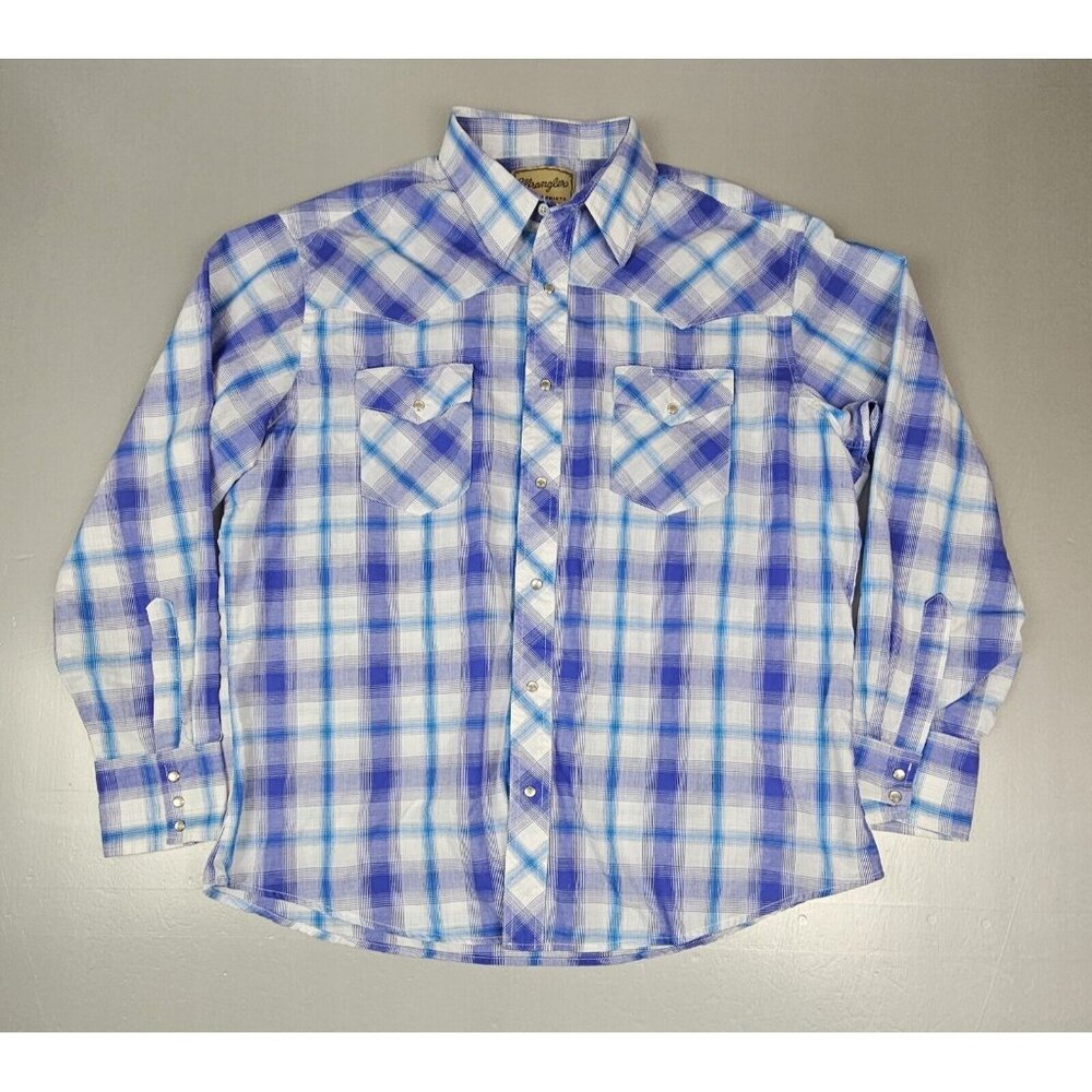 Wrangler Western Pearl‎ Snap Shirts Mens XL. Vintage Window Pane Plaid (CA55394)